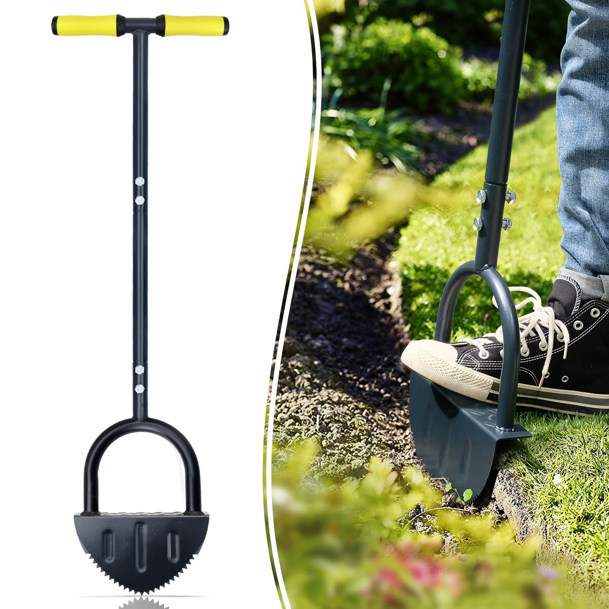 Colwelt Saw-Tooth Edger blade closeup for precise borders and clean turf cuts.
