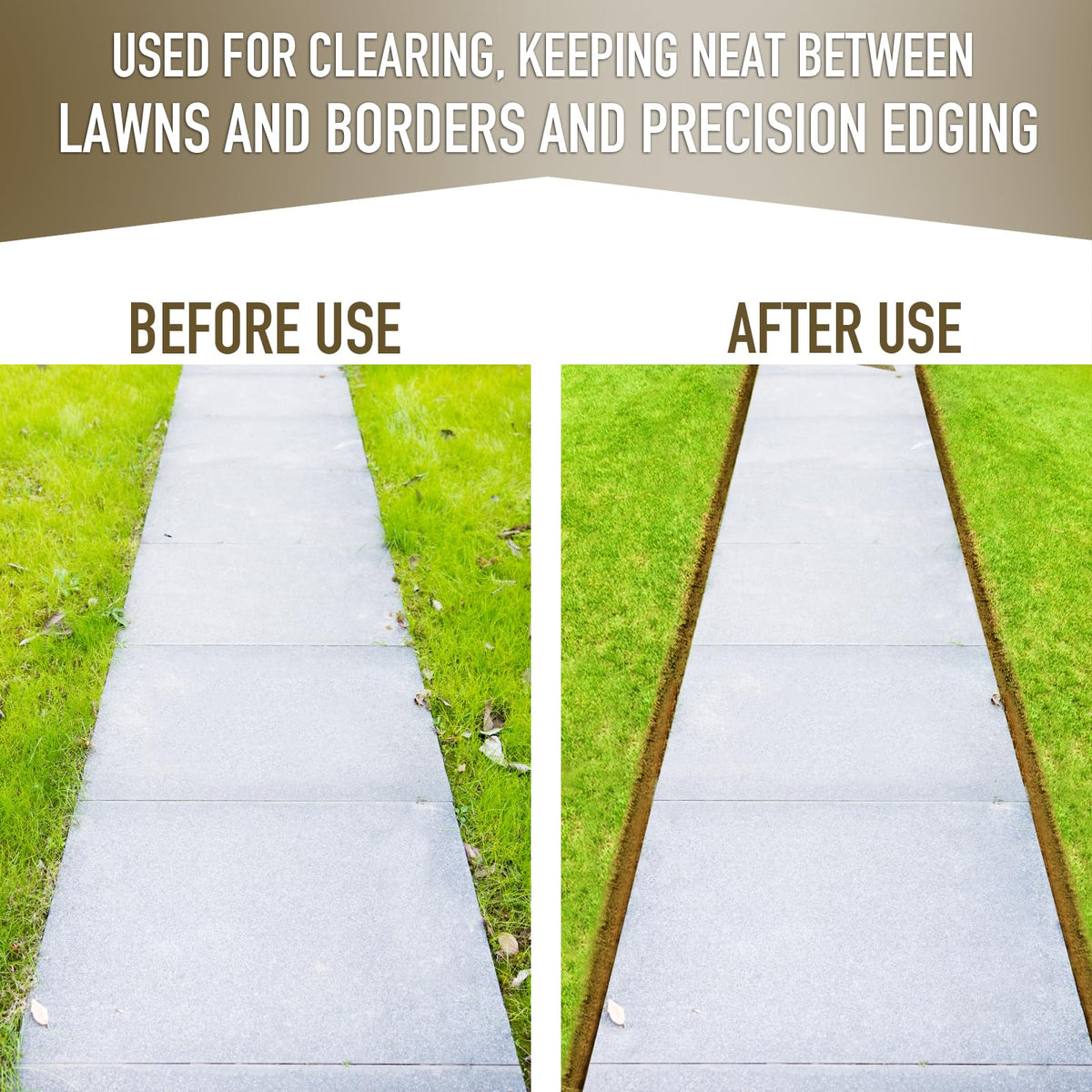 Colwelt Saw-Tooth Edger along a sidewalk delivering neat, crisp lawn borders.