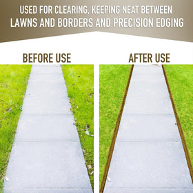 Colwelt Saw-Tooth Edger along a sidewalk delivering neat, crisp lawn borders.