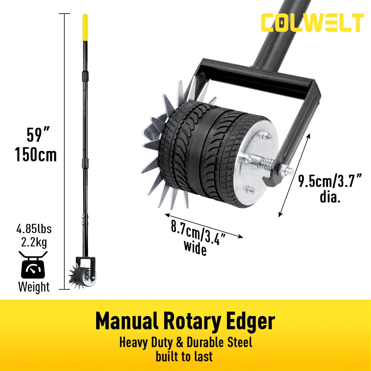 Colwelt edger 59in handle grip for comfortable, steady edging sessions.