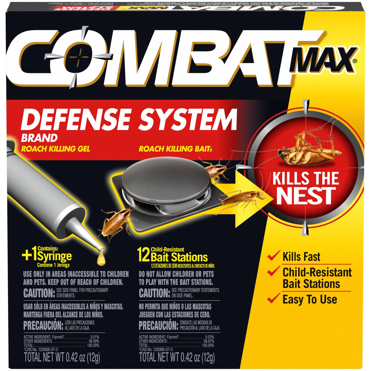 Combat Max bait station placed in a kitchen corner to attract roaches.