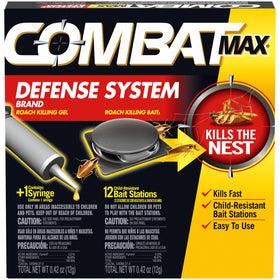 Combat Max bait station placed in a kitchen corner to attract roaches.