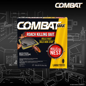 Combat Max domino-effect kills roaches by sharing bait back to the nest