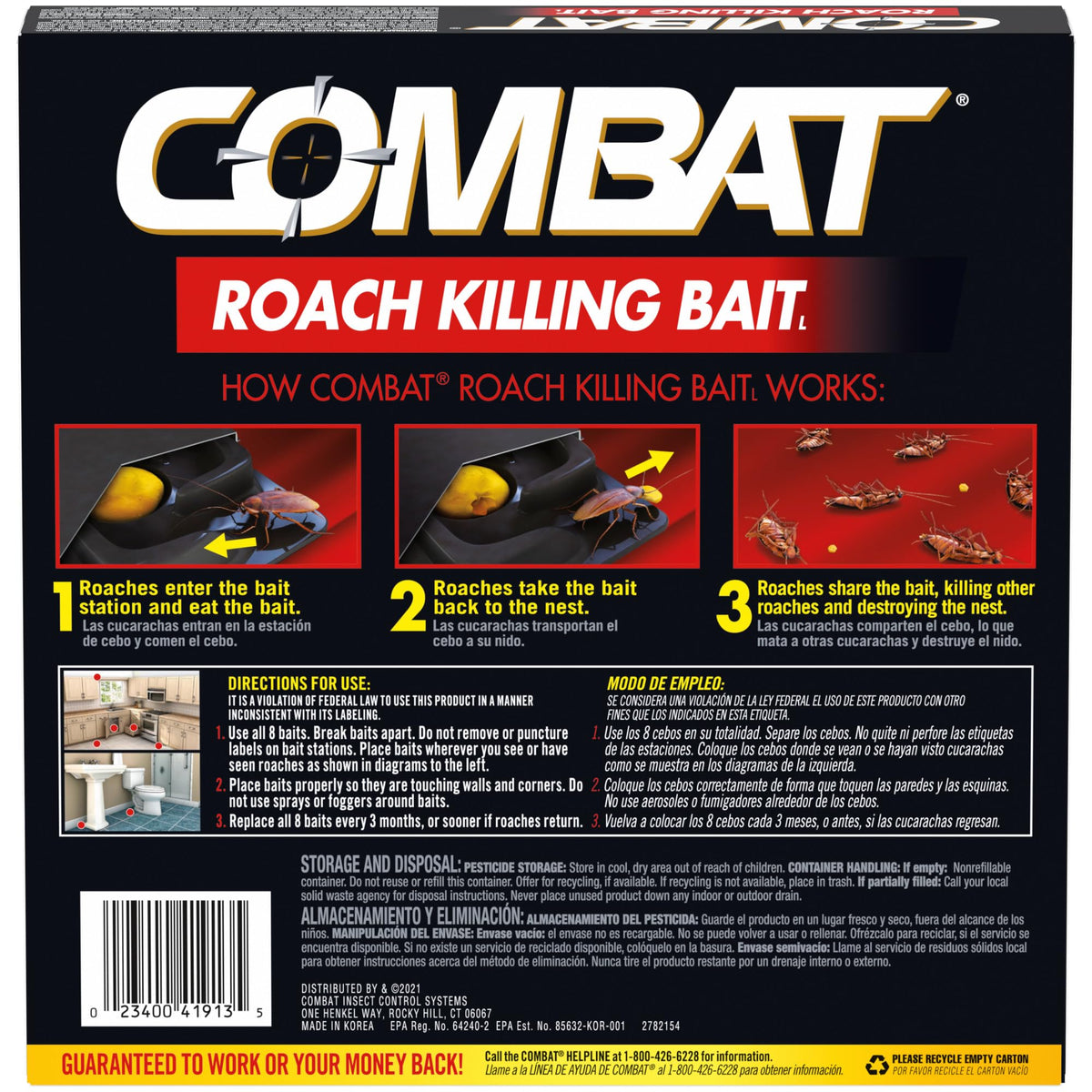 Combat Roach Killing Bait Station behind appliance ideal for kitchens
