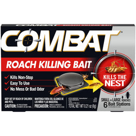 Combat roach killing bait stations placed under appliances target hidden roaches.