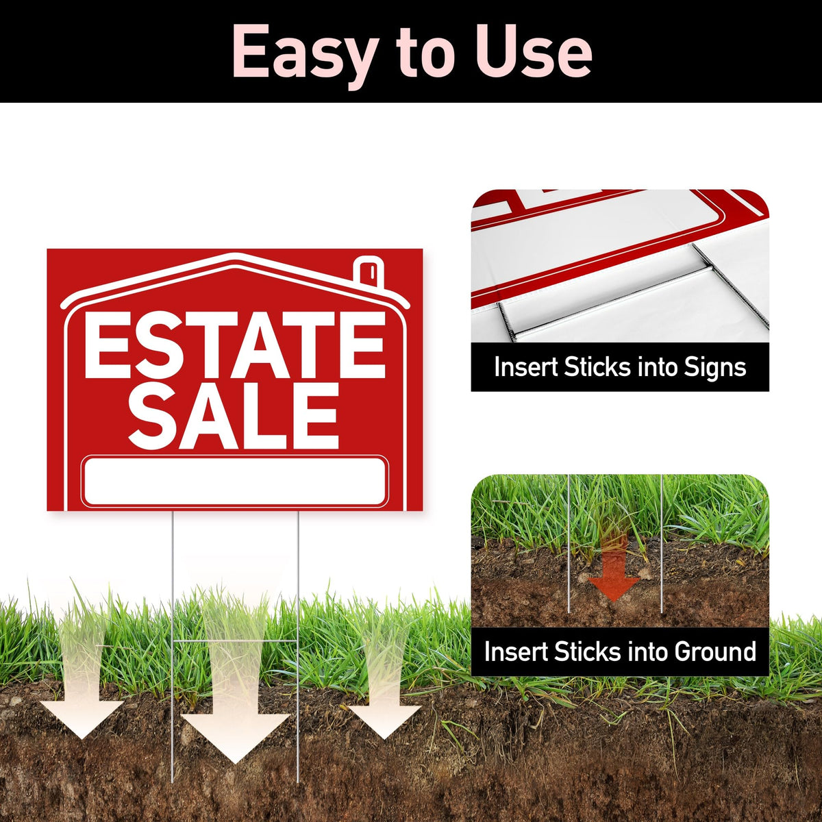 ComboJoy double-sided estate signs boost visibility from passing traffic.