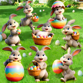 ComboJoy Easter yard sign bunny 1 ready for outdoor display, weather-resistant decoration for garden entrances.
