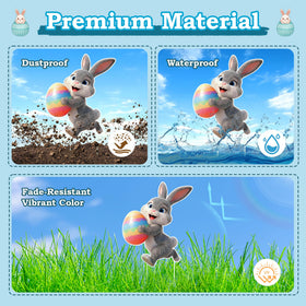 ComboJoy Easter yard sign bunny 4 lines flower beds with 14-inch height for visible charm.