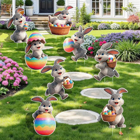 ComboJoy Easter yard sign bunny 5 features vivid colors that brighten walkways under sun or rain.