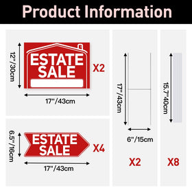 ComboJoy large 17x12 estate sale sign with bold graphics for clear visibility.