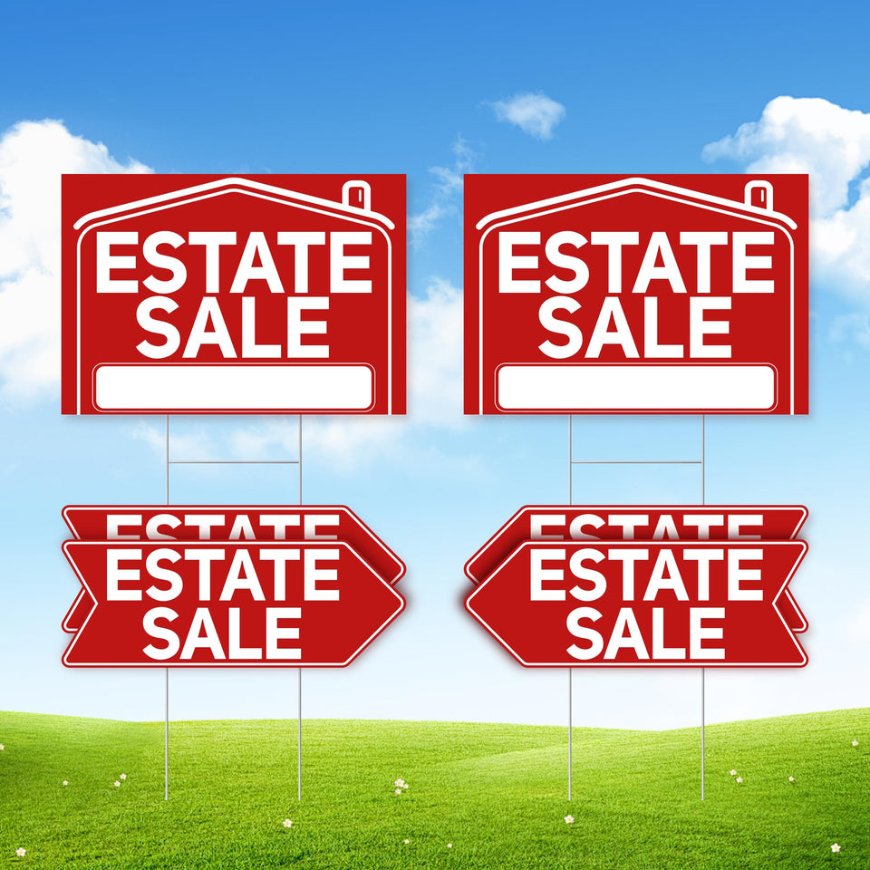 ComboJoy estate sale signs six-pack ready for multiple showings.