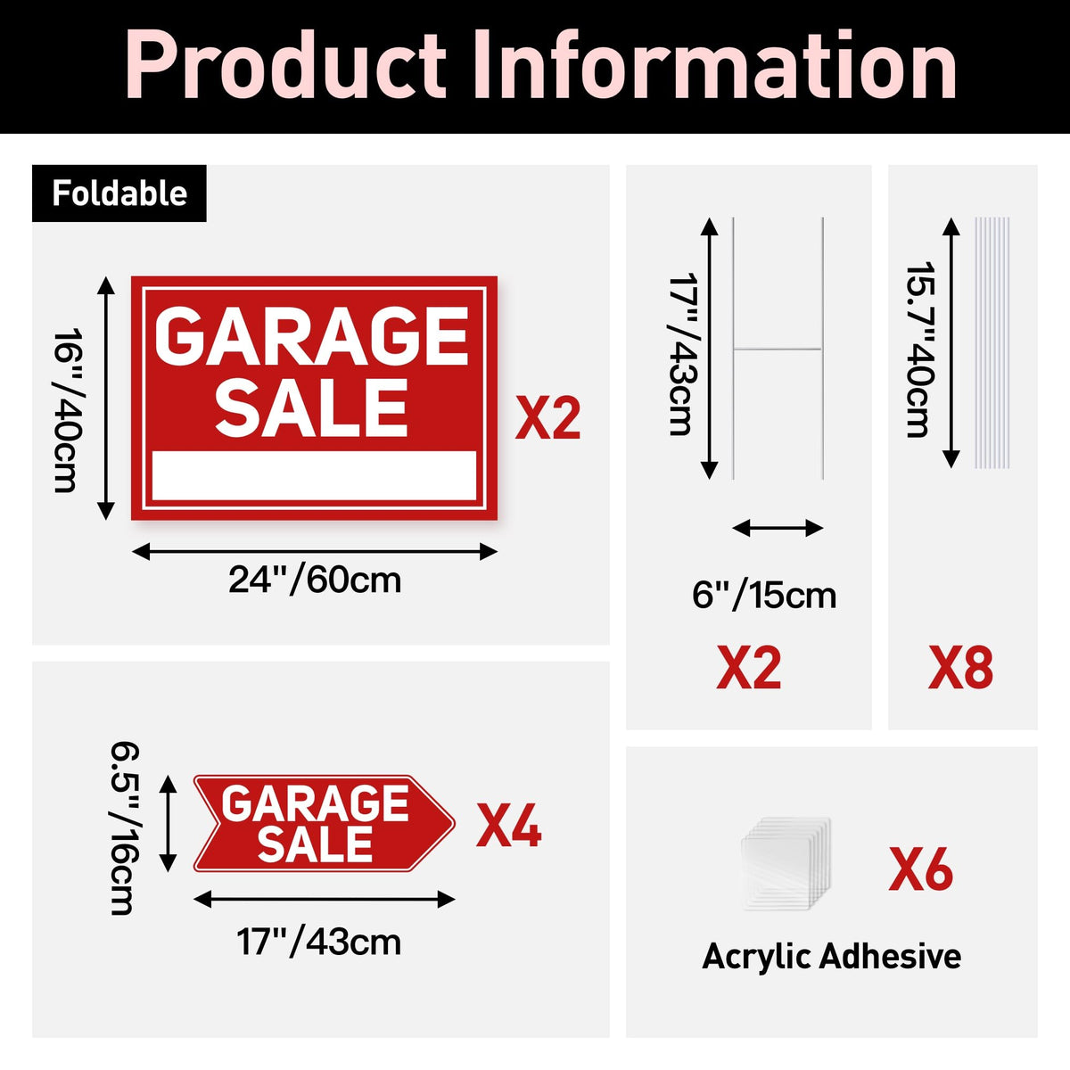 ComboJoy arrow yard signs 17x6 guiding buyers toward your sale.
