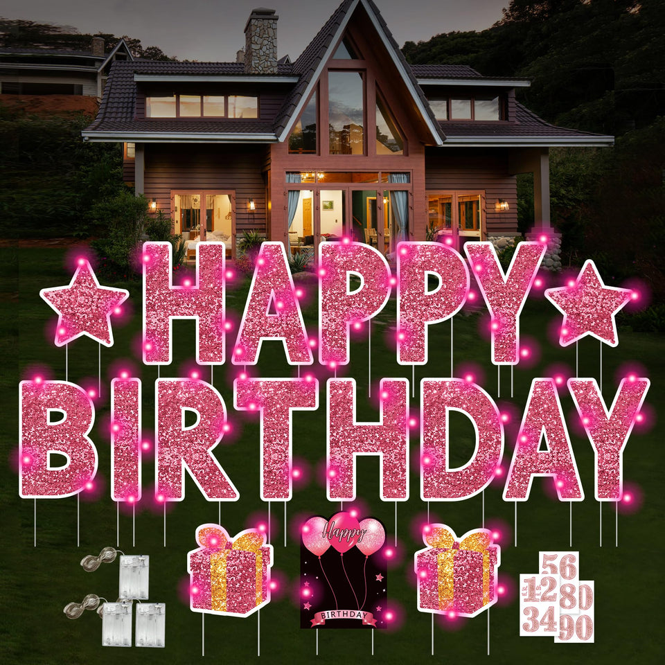 ComboJoy happy birthday sign letters create a bold yard display for celebrations.