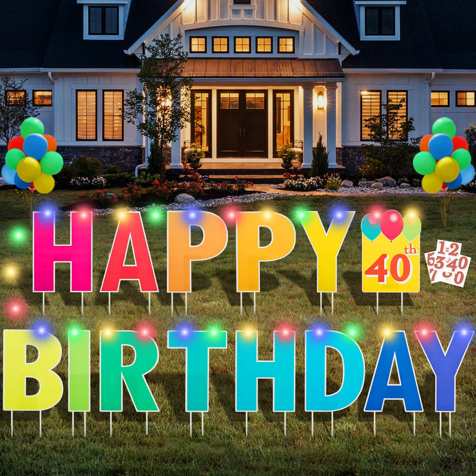 ComboJoy happy birthday yard sign with stakes for easy outdoor lawn decor.