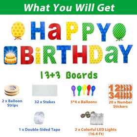 ComboJoy LED birthday signs close-up with bright LEDs for evening yard parties.