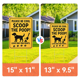 CombJoy No Dog Poop Sign stake setup for quick outdoor installation.