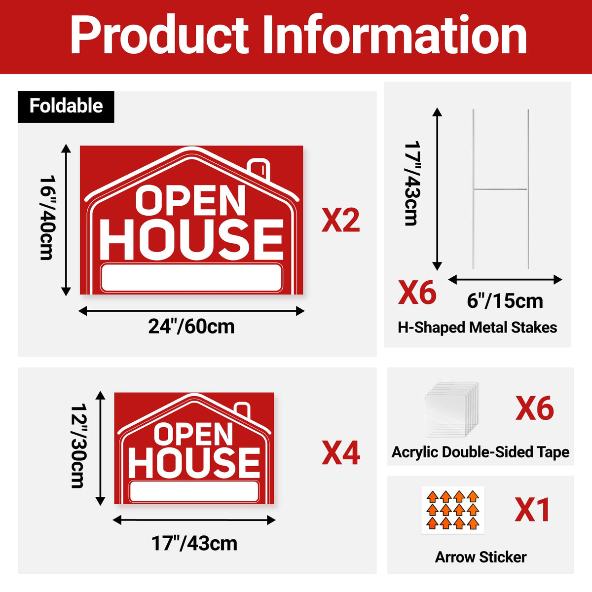 ComboJoy open house sign 24x16 back view with stake for dual-side readability