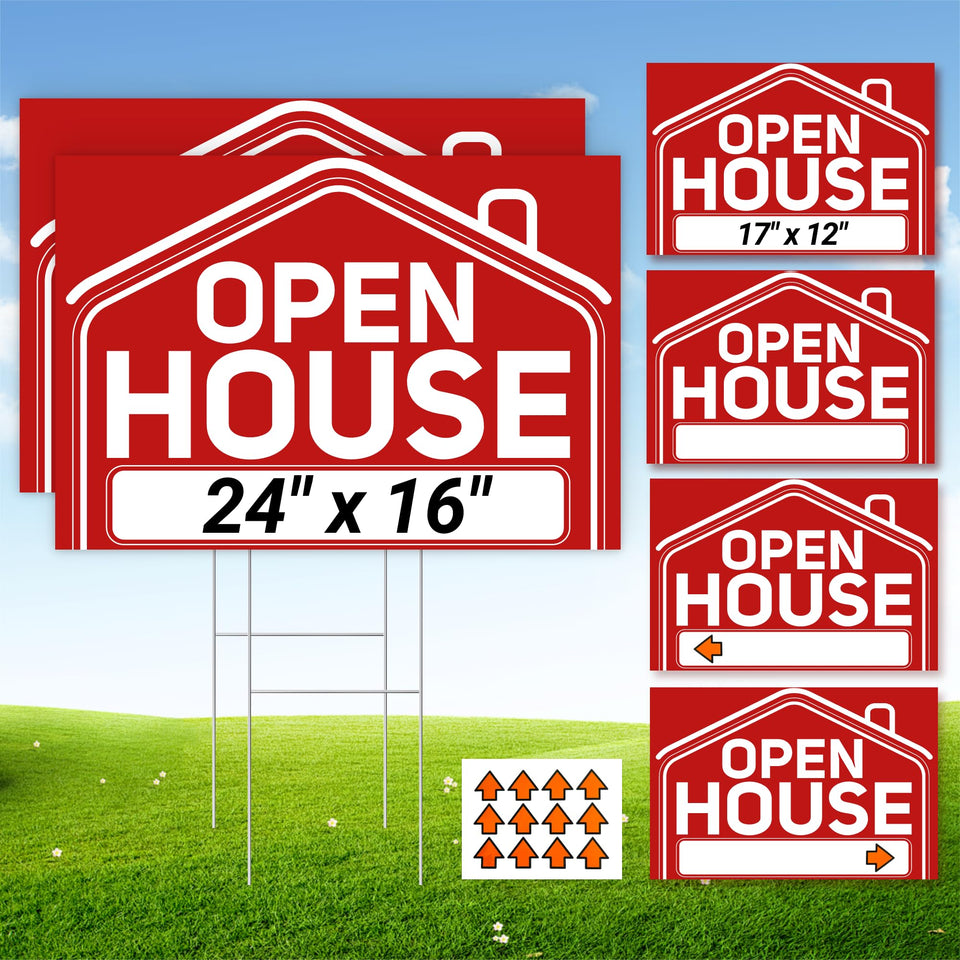 ComboJoy open house sign 24x16 front view with stake for high visibility at showings