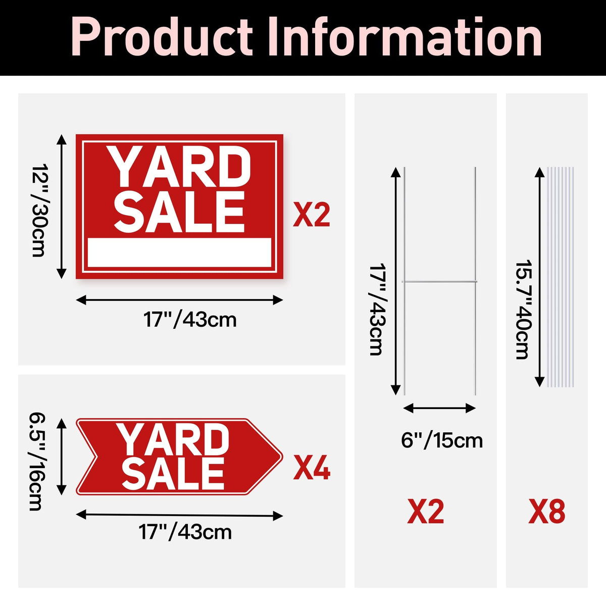 ComboJoy large yard sign 17x12 boosts visibility from afar.