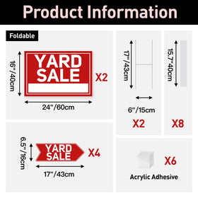ComboJoy arrow yard sale sign 17x6 double-sided attracts buyers from both directions.