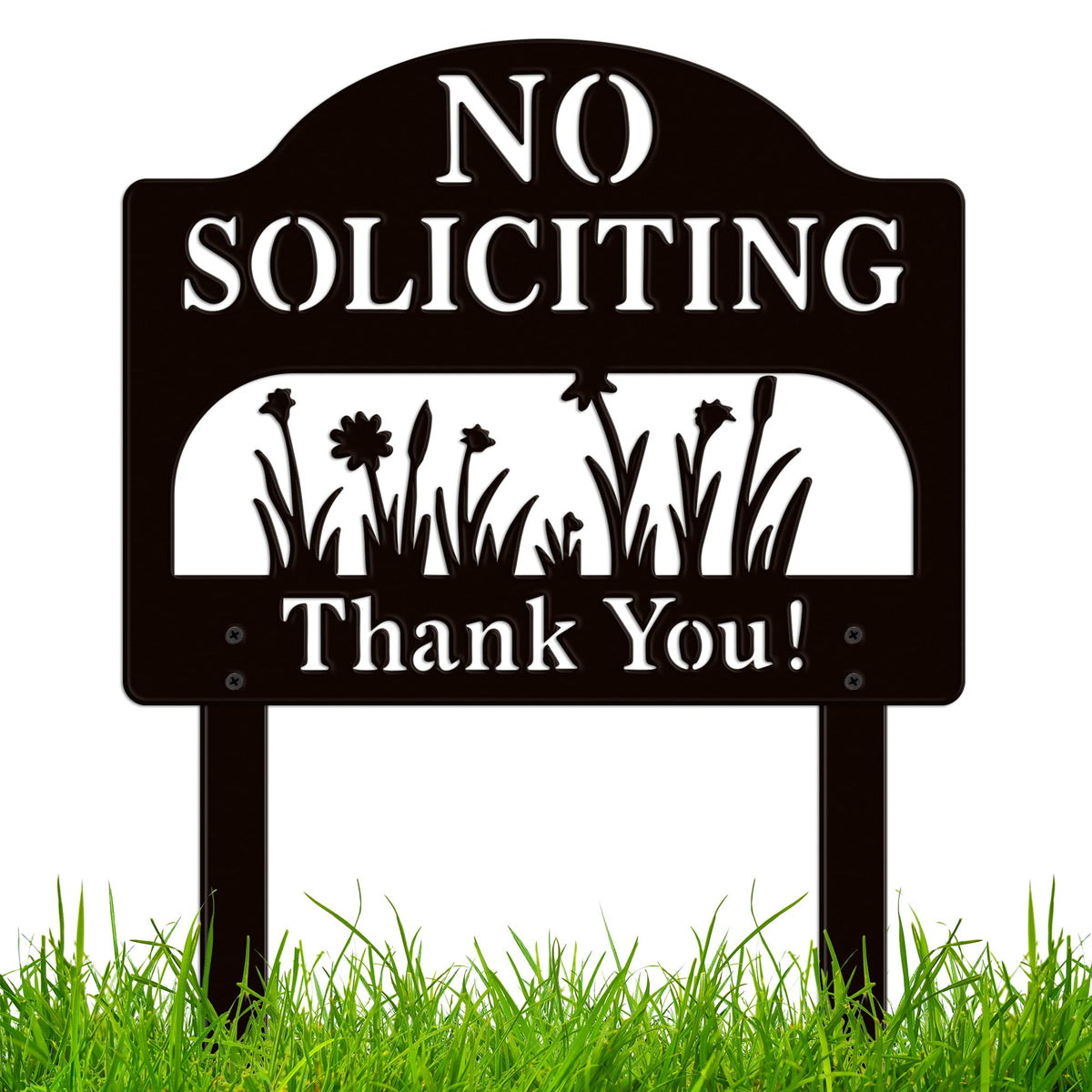 ComboJoy no-soliciting sign with outdoor stake boosts yard visibility and deterrence.