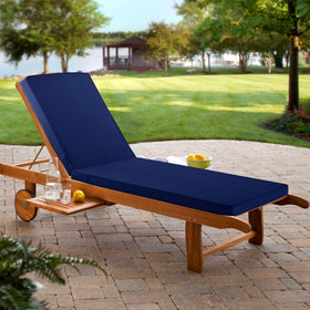 Comcaver navy cushion offers durable, fade-resistant outdoor comfort.
