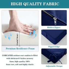 Comcaver hidden-zipper cushion navy 48x18-3 stays tidy when not in use.