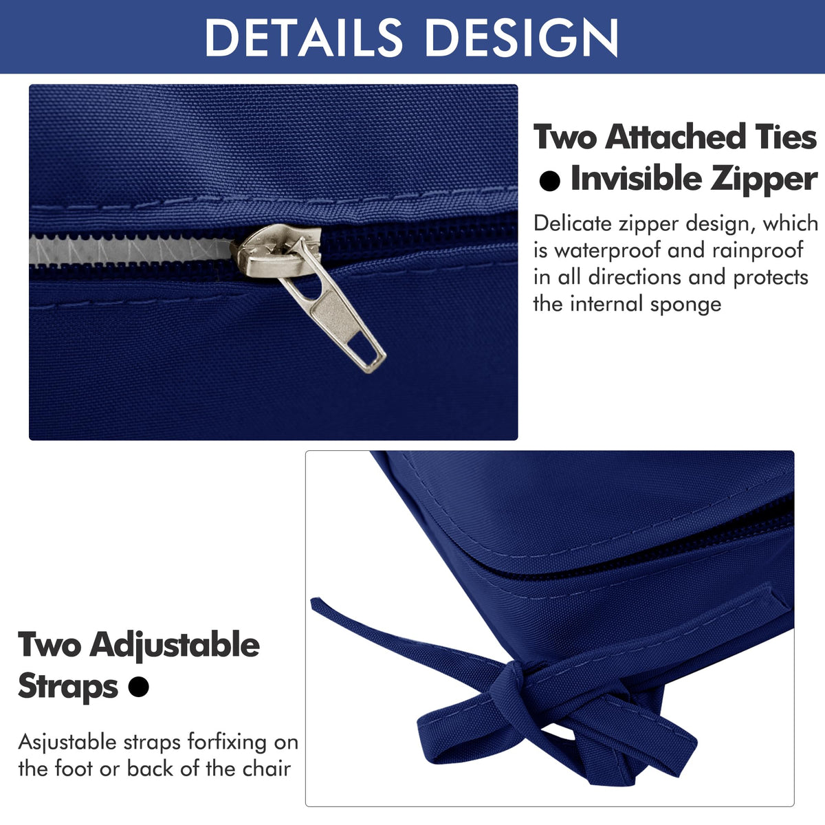 Comcaver navy cushions bring color and comfort to outdoor areas