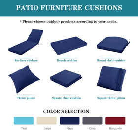 Comcaver outdoor cushion suitable for patio, poolside, deck areas.