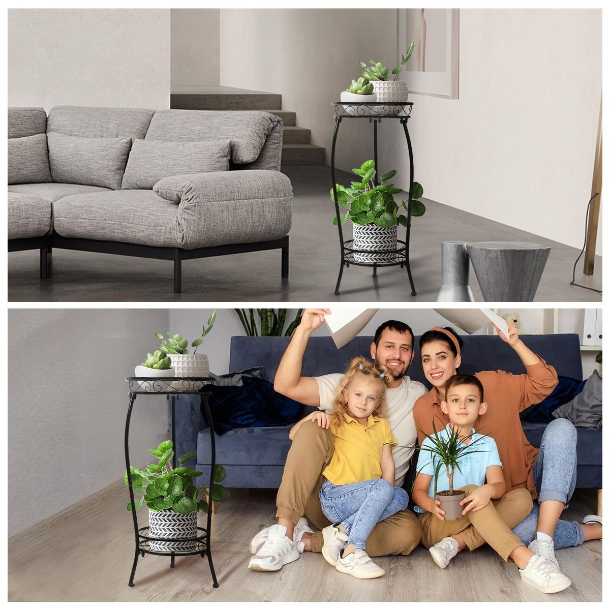 Cometofit plant stand in living room demonstrates versatile decor compatibility