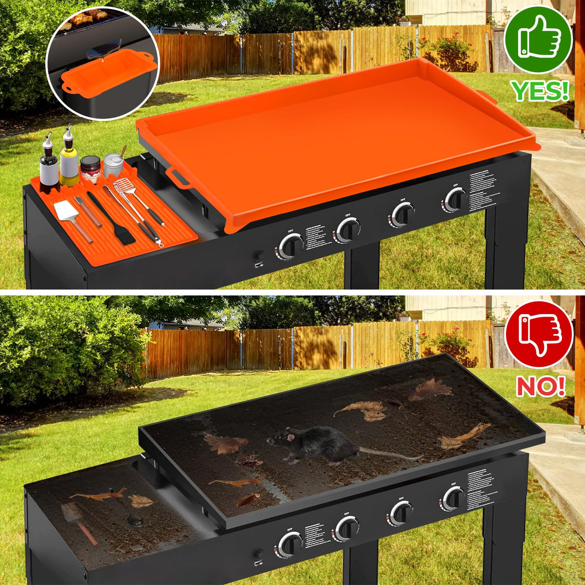 Comfamoli 16-inch silicone spatula mat paired with grill for tidy prep.