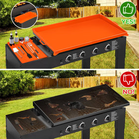 Comfamoli 16-inch silicone spatula mat paired with grill for tidy prep.