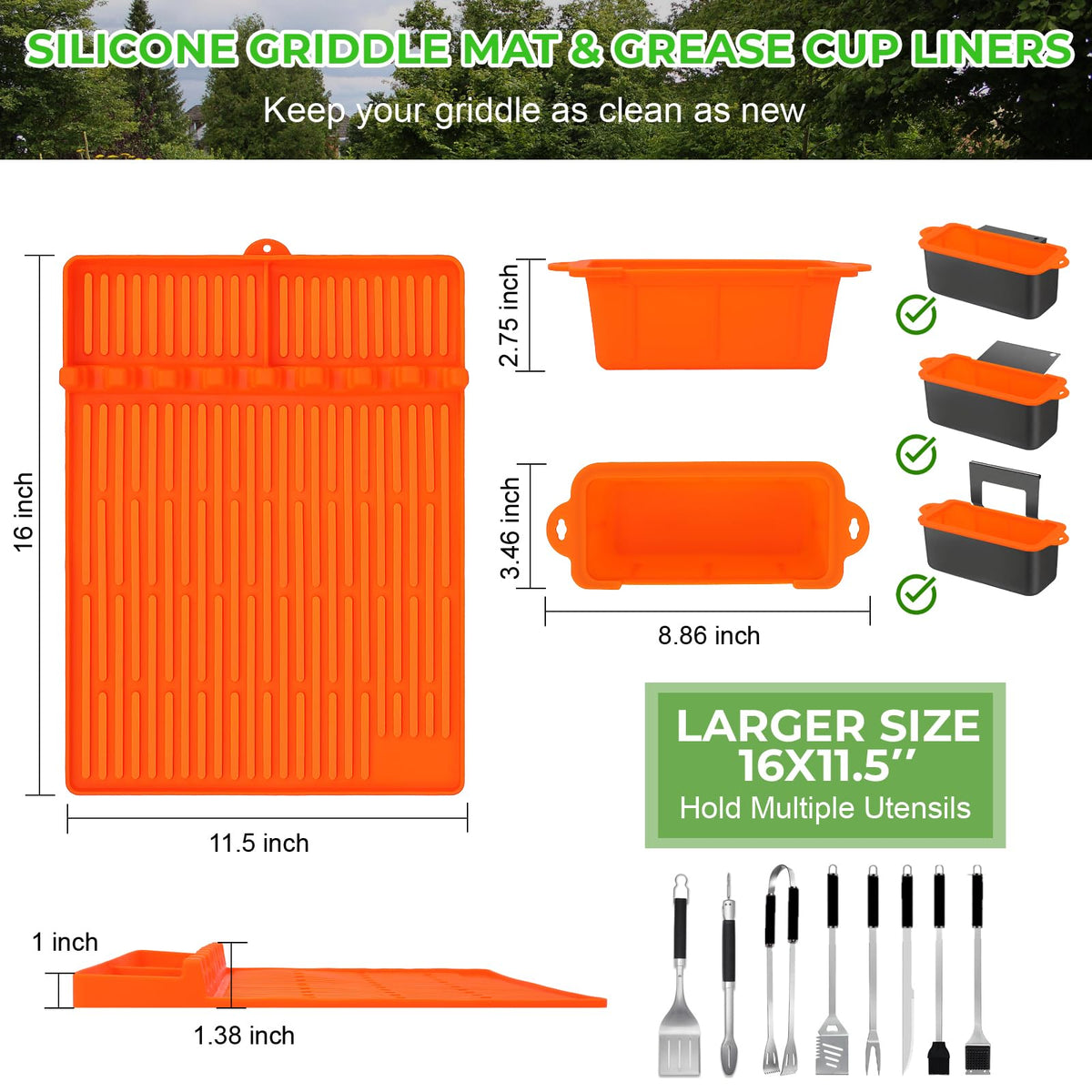 Comfamoli non-stick dishwasher-safe silicone mat for easy cleaning after cookouts.