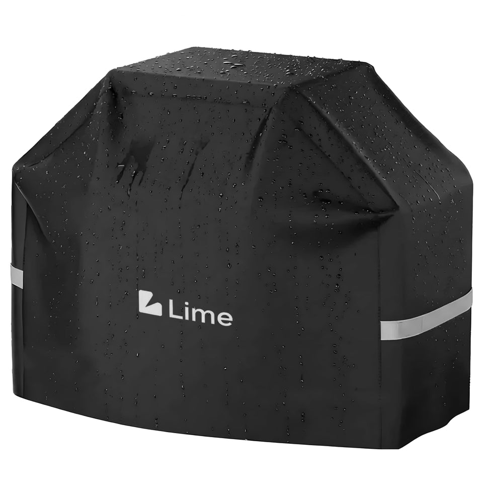 COMFY LIME Lime Grill Cover on a 58-inch grill protects against rain and sun