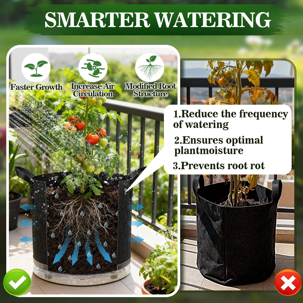 ComfyKit grow bags with reinforced handles for easy relocation