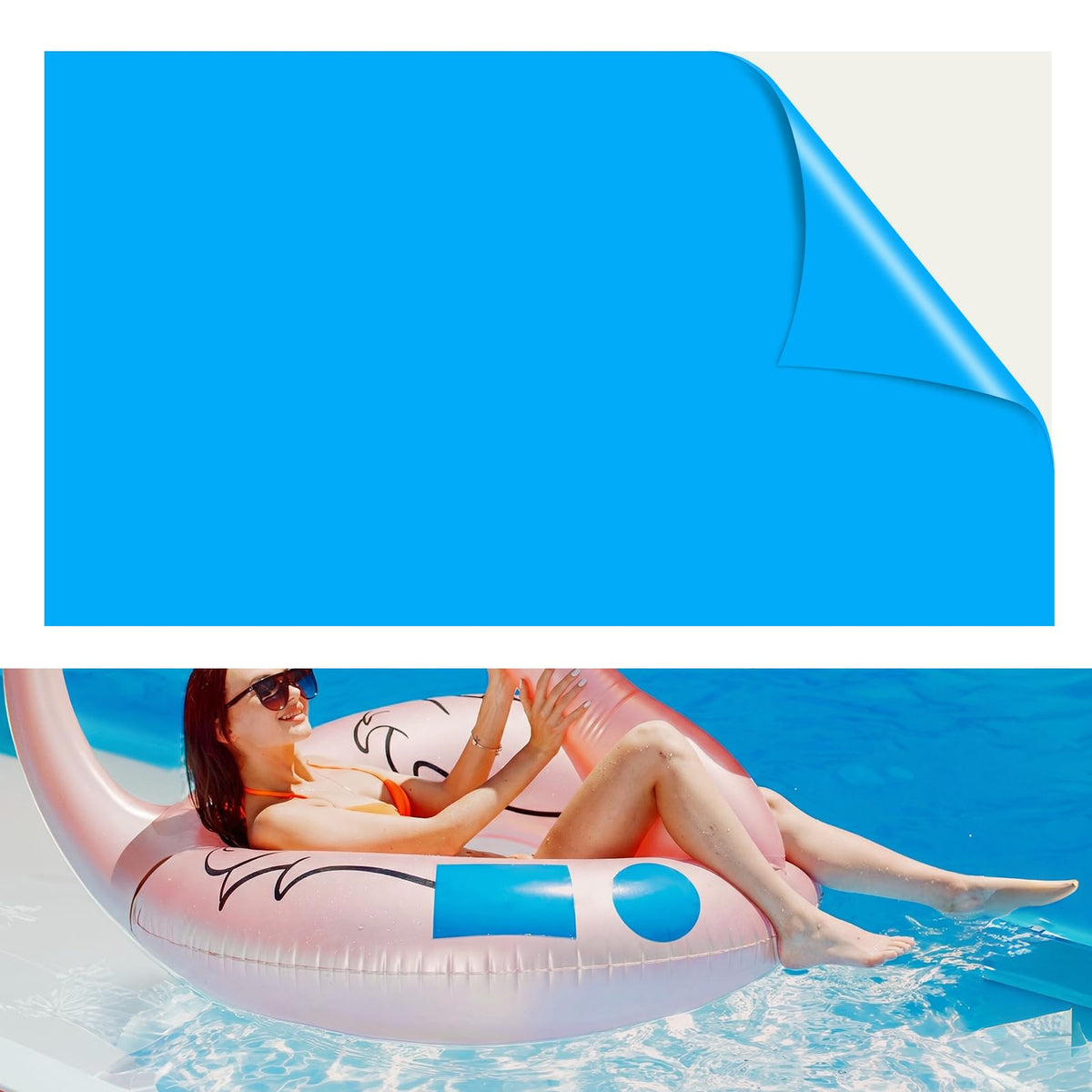 ComfyKit extra-large pool liner patch laid out for large-scale repairs