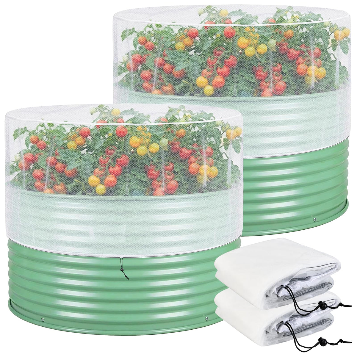 ComfyKit garden netting cover shields a 2ft round bed from pests while letting sun.