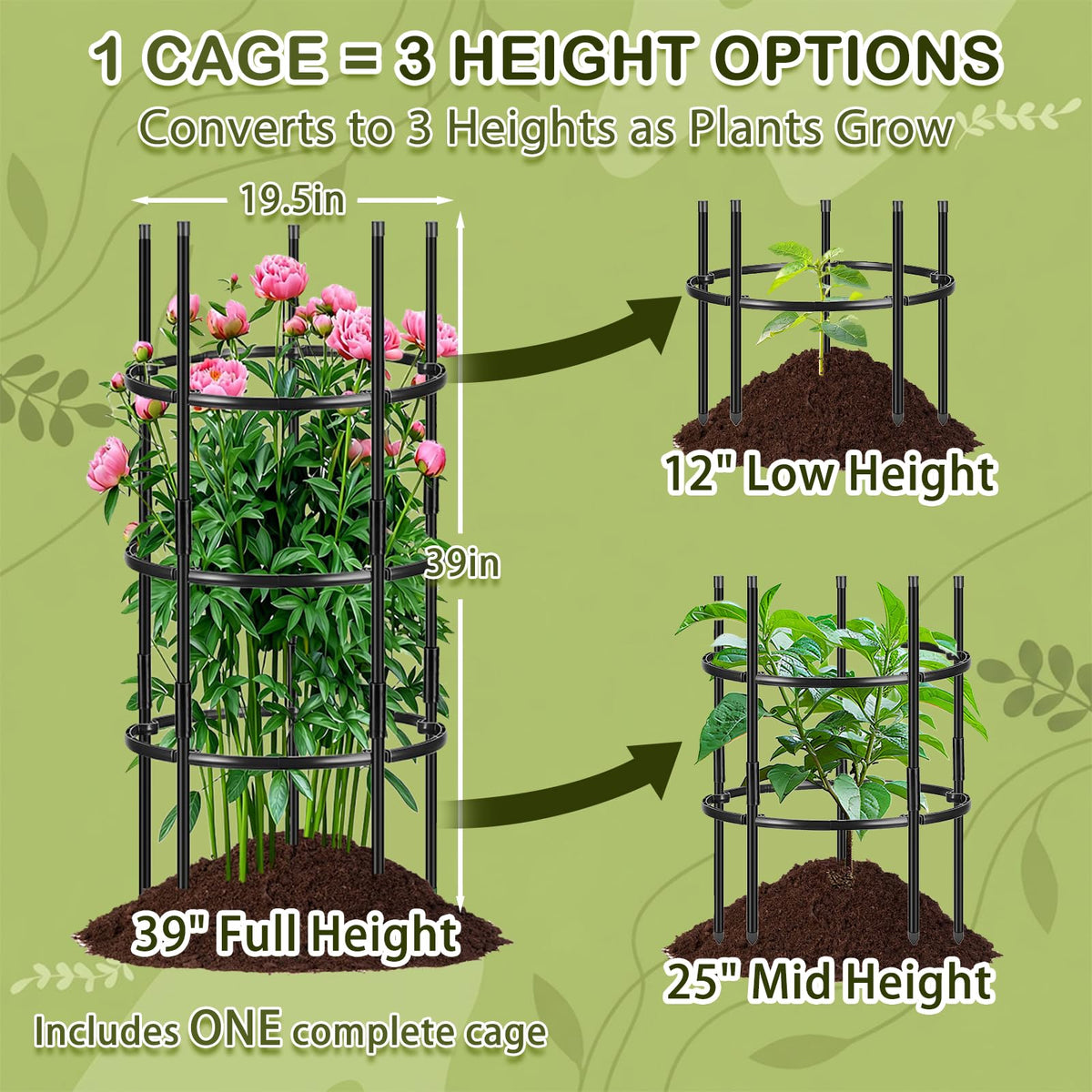 ComfyKit metal-core PVC stakes offer durable ground insertion for long-lasting garden structure.