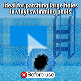 ComfyKit patch applied to a pool liner on a pool wall demonstrating versatility