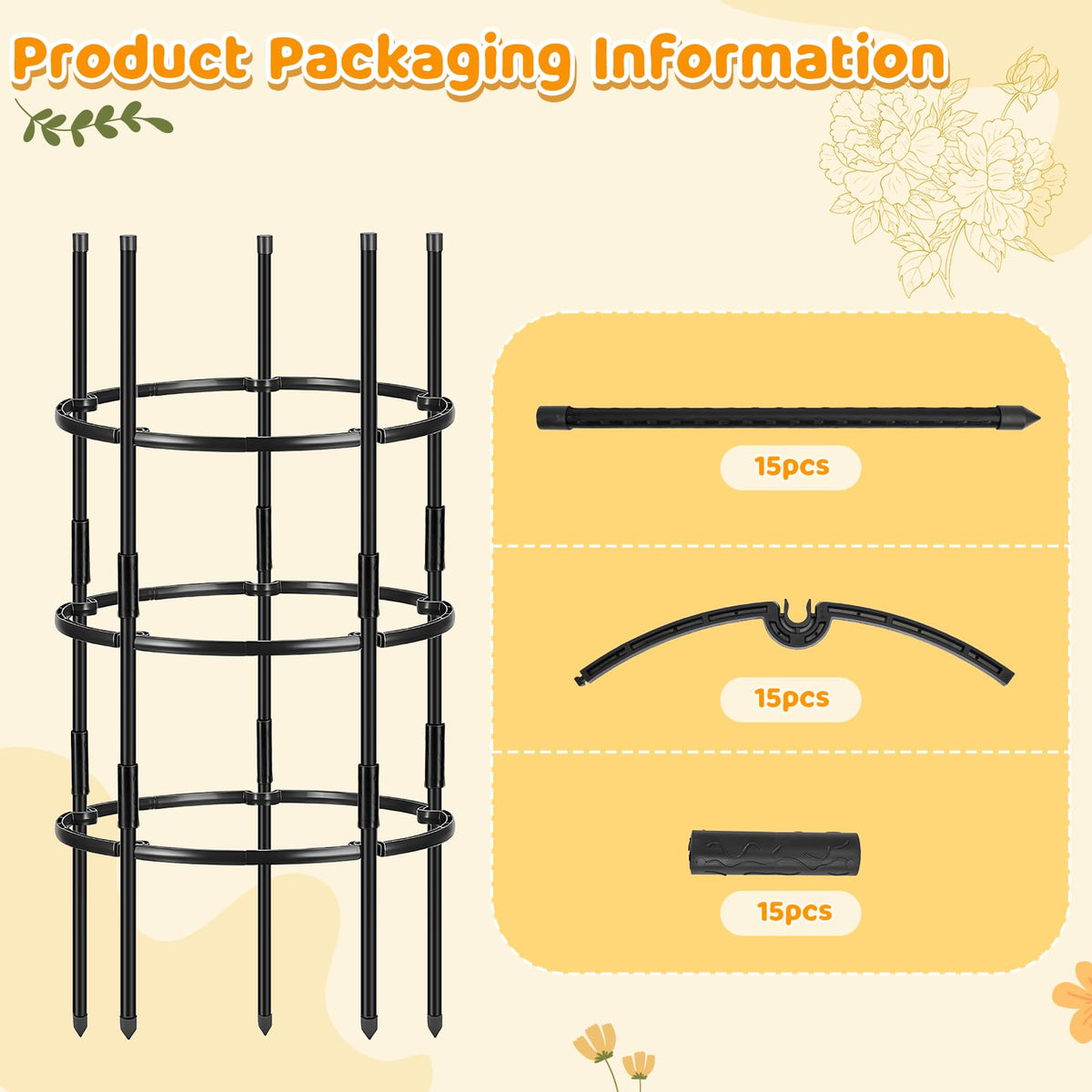 ComfyKit plastic support rings support climbing plants and tomatoes with sturdy, flexible framing.
