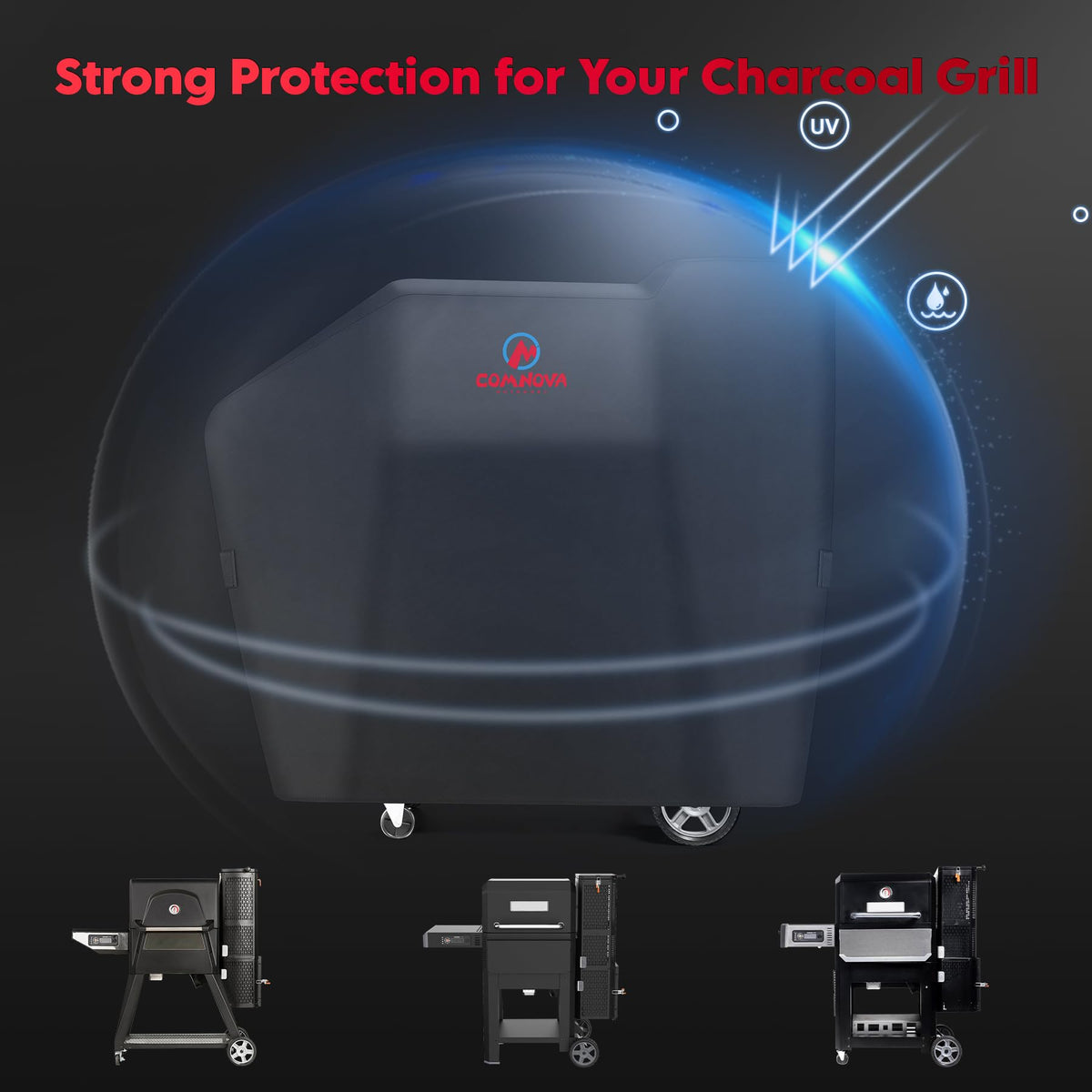 Easy-clean surface from M COMNOVA OUTDOORS grill cover for quick rinses after grilling