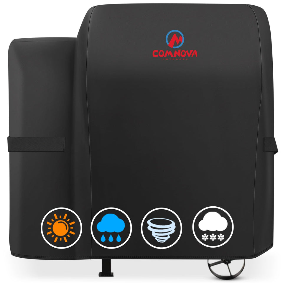 Comnova grill cover on Pit Boss 700FB front view for all-weather protection.
