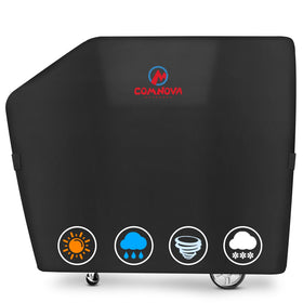 Comnova grill cover on Masterbuilt Gravity Series 1050 protects from rain and sun.