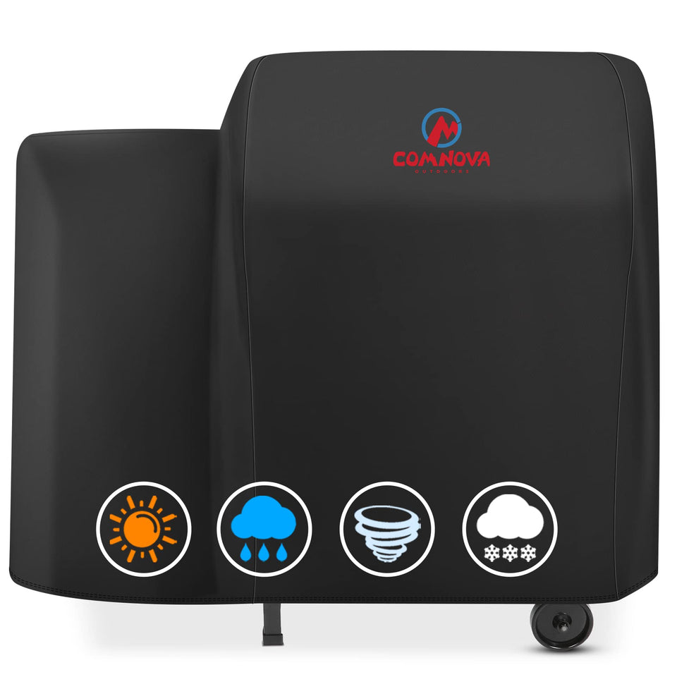 Comnova grill cover for Traeger Tailgater 20 Series, front view protects from rain