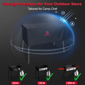 Easy-on, easy-off design demonstrated during outdoor cooking setup.