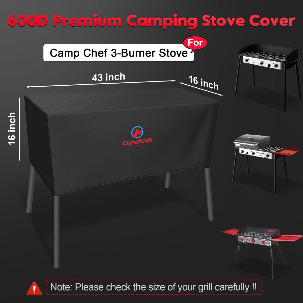 Comnova 600D cover with windproof buckles keeps stoves secure
