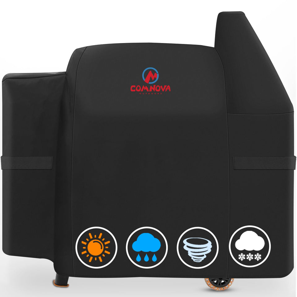 M COMNOVA OUTDOORS grill cover on Pit Boss 820 Deluxe protects against rain and dust.