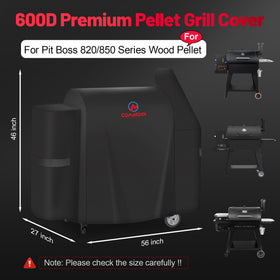 M COMNOVA OUTDOORS waterproof 600D cover shields pellet smoker during heavy rain.