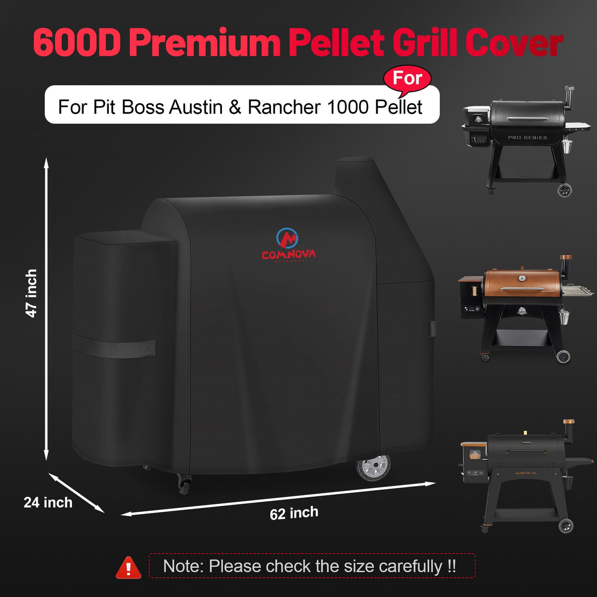 Comnova cover with adjustable Velcro sides securing a snug fit
