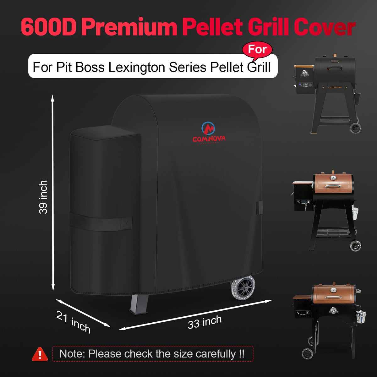 Comnova 600D smoker cover waterproof protection for rain and snow.